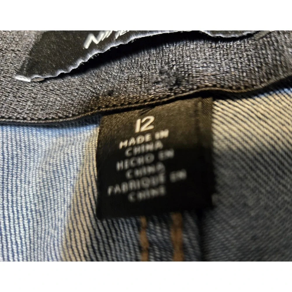 Nine West Pull On Flare Denim Blue Jeans Size 12 Boho Stretch Retro Festival